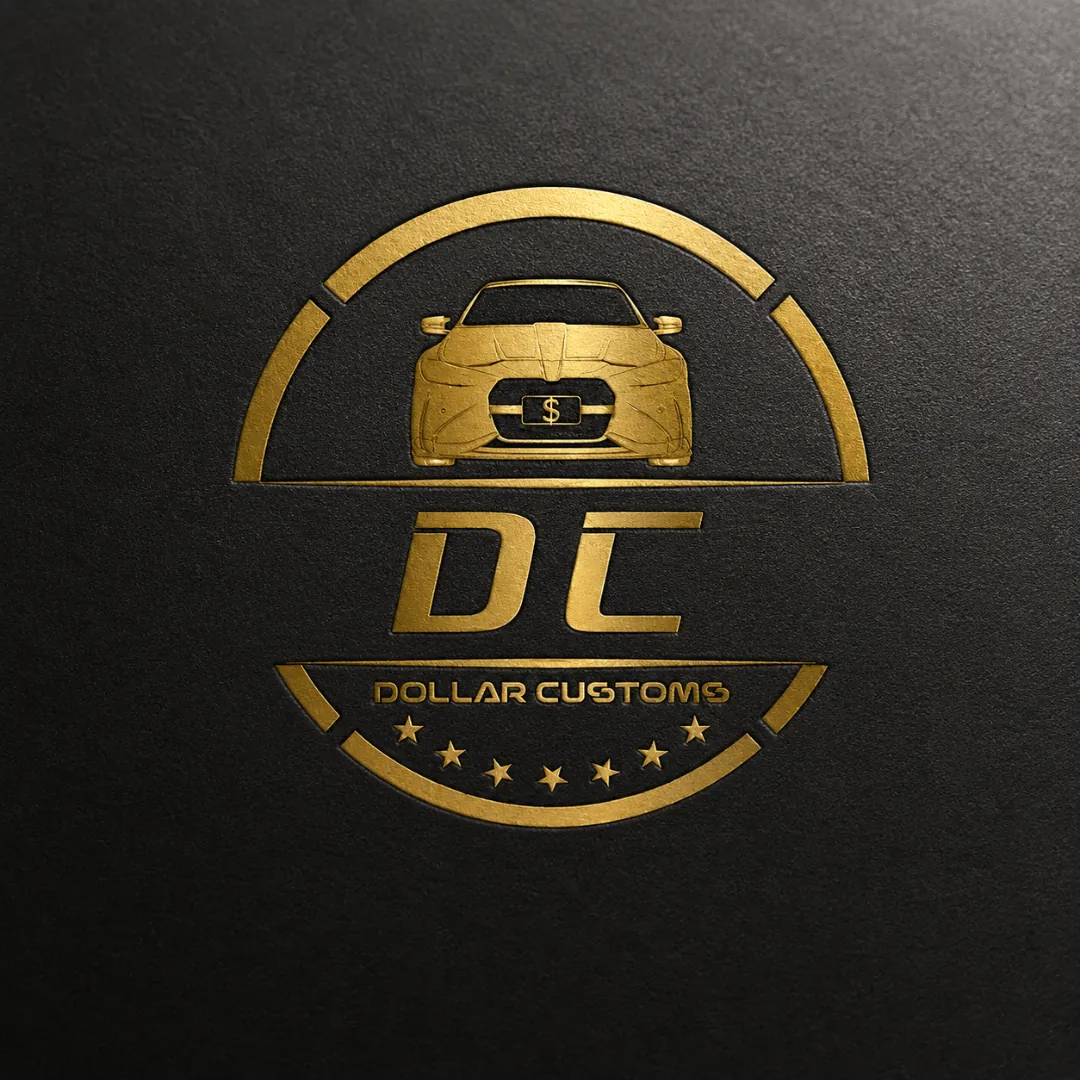 Gold emblem logo design for Dollar Customs by BizzOne Digital