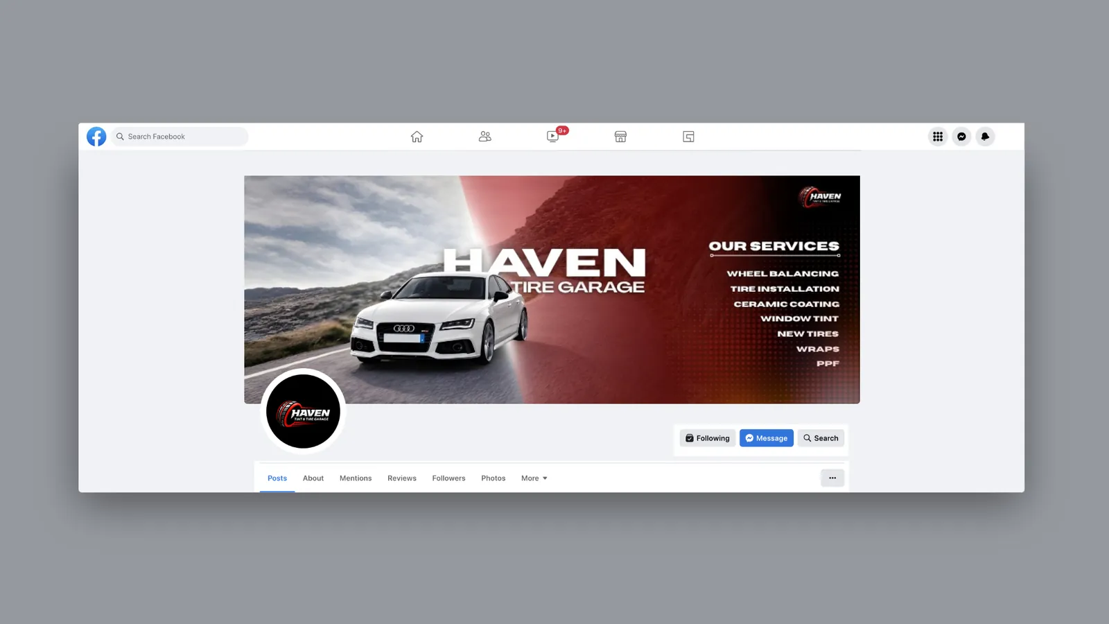 Facebook cover design for Haven Tire Garage by BizzOne Digital
