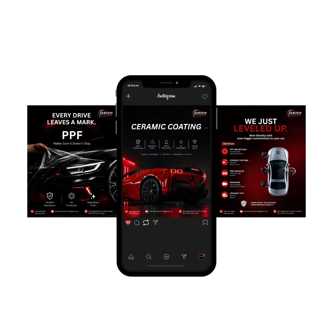Instagram carousel on PPF and ceramic coating for Haven Tint & Tire
